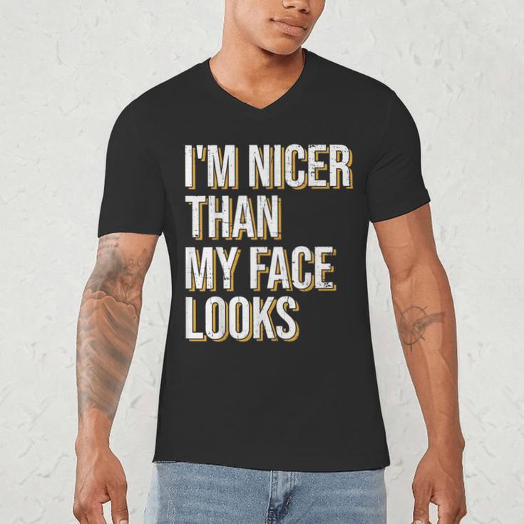 I'm Nicer Than My Face Looks Introverted Introverts Men's V-Neck T-Shirt