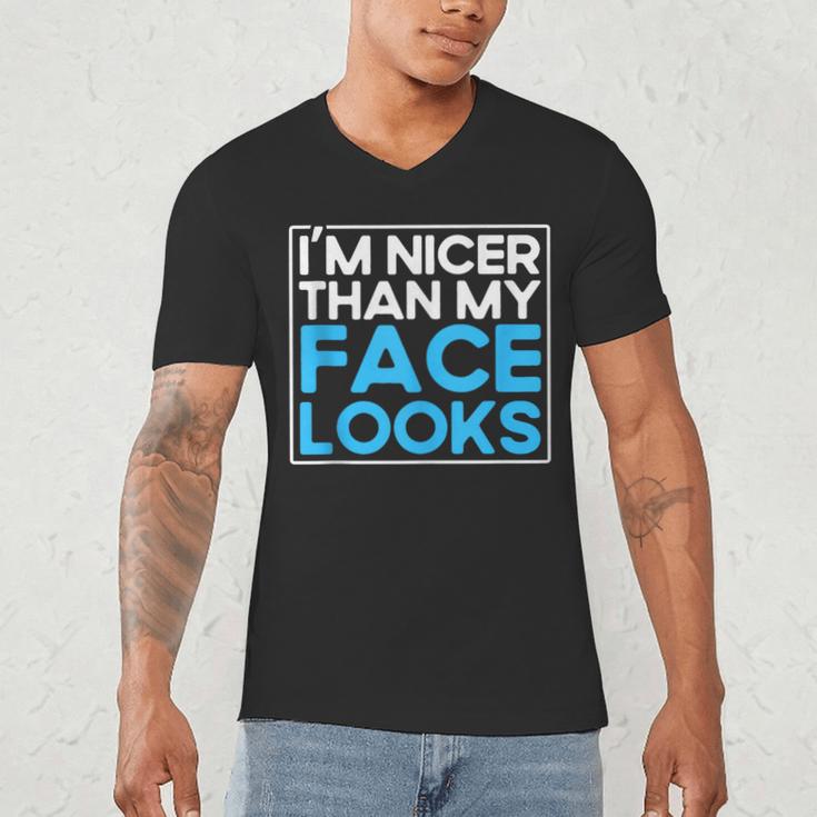 I'm Nicer Than My Face Looks Shy People Introverts Men's V-Neck T-Shirt
