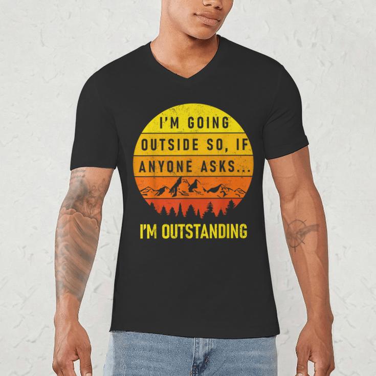 I'm Outstanding Retro Introvert Mountain Trip Lover Men's V-Neck T-Shirt I'm Outstanding Retro Introvert Mountain Trip Lover Men's V-Neck T-Shirt