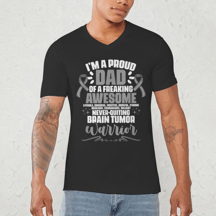 I'm A Proud Dad Brain Tumor Warrior Brain Tumor Survivor Men's V-Neck T-Shirt