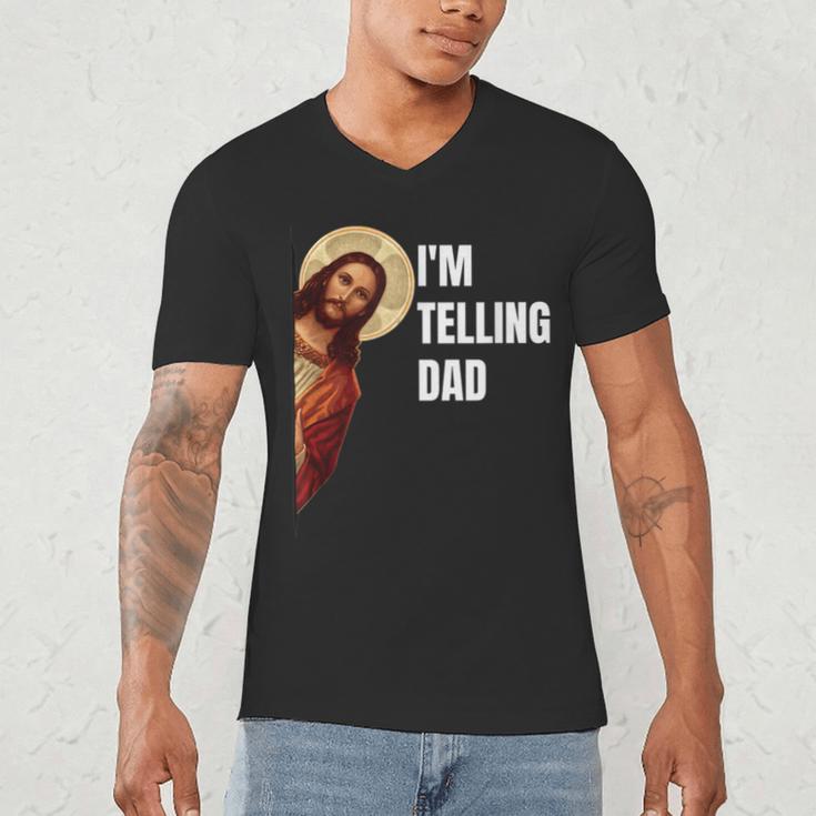 I'm Telling Dad Religious Christian Jesus Meme Men's V-Neck T-Shirt
