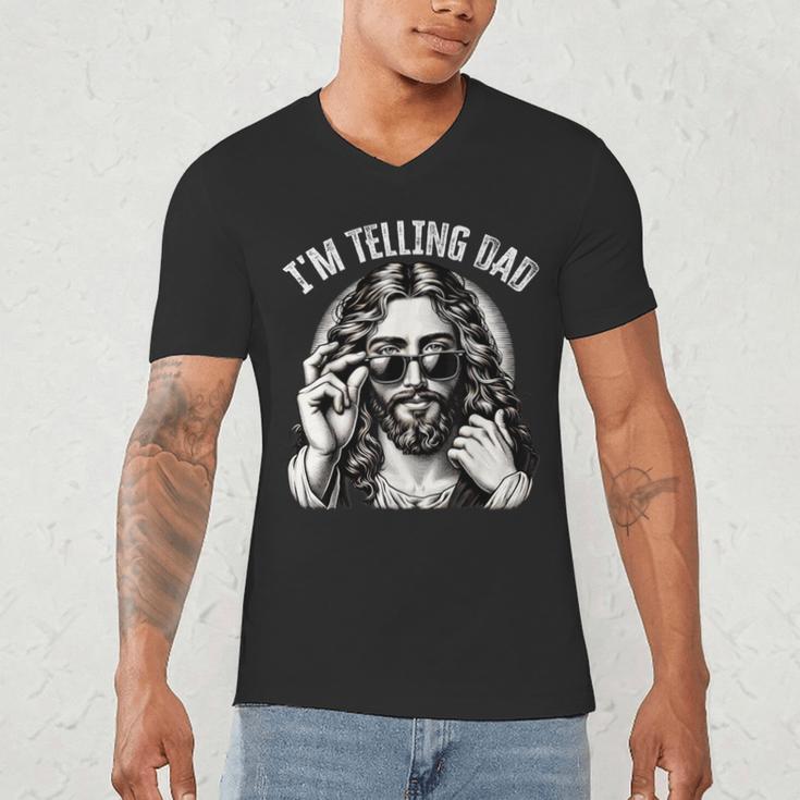 I'm Telling Dad Saying Religious Christian Jesus Meme Men's V-Neck T-Shirt