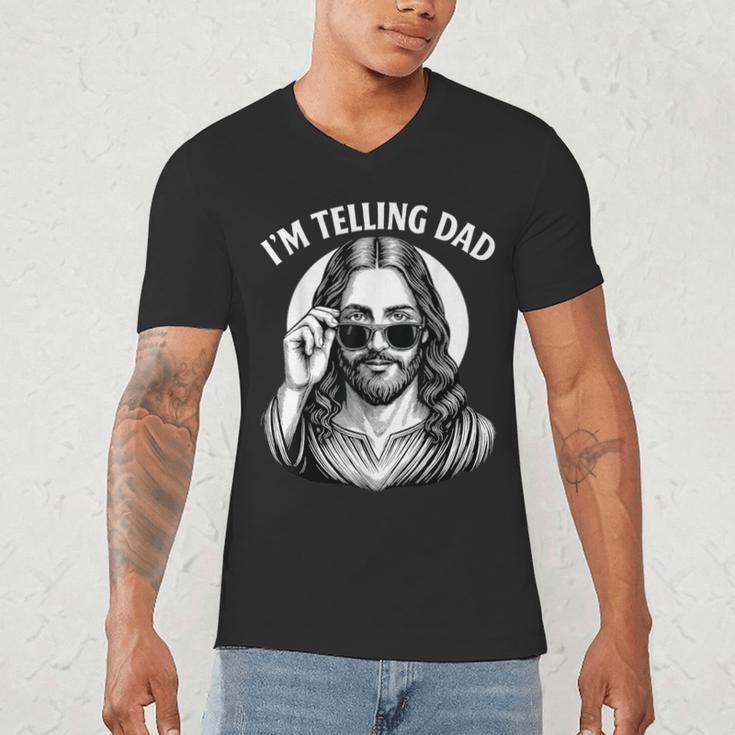 I'm Telling Dad Shirt Religious Christian Jesus Meme Men's V-Neck T-Shirt I'm Telling Dad Shirt Religious Christian Jesus Meme Men's V-Neck T-Shirt