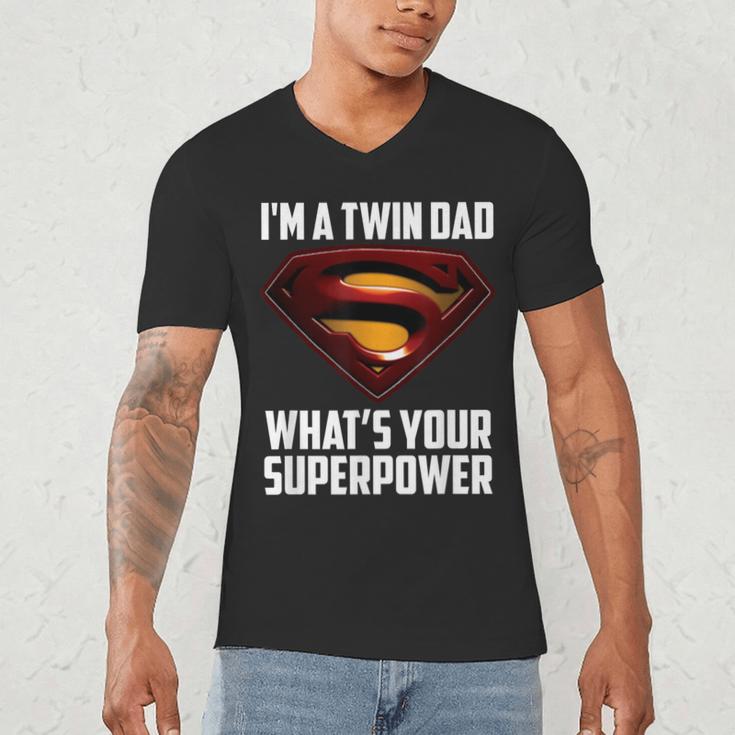 I'm A Twin DAD-What's Your Superpower Men's V-Neck T-Shirt