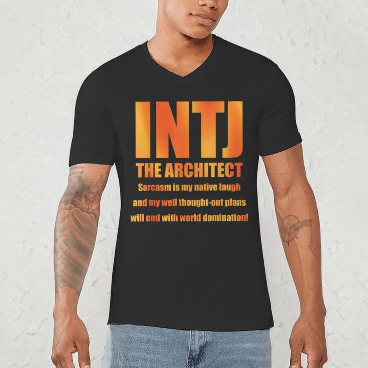 INTJ Architect Personality Introvert Sarcastic Orange Men's V-Neck T-Shirt INTJ Architect Personality Introvert Sarcastic Orange Men's V-Neck T-Shirt