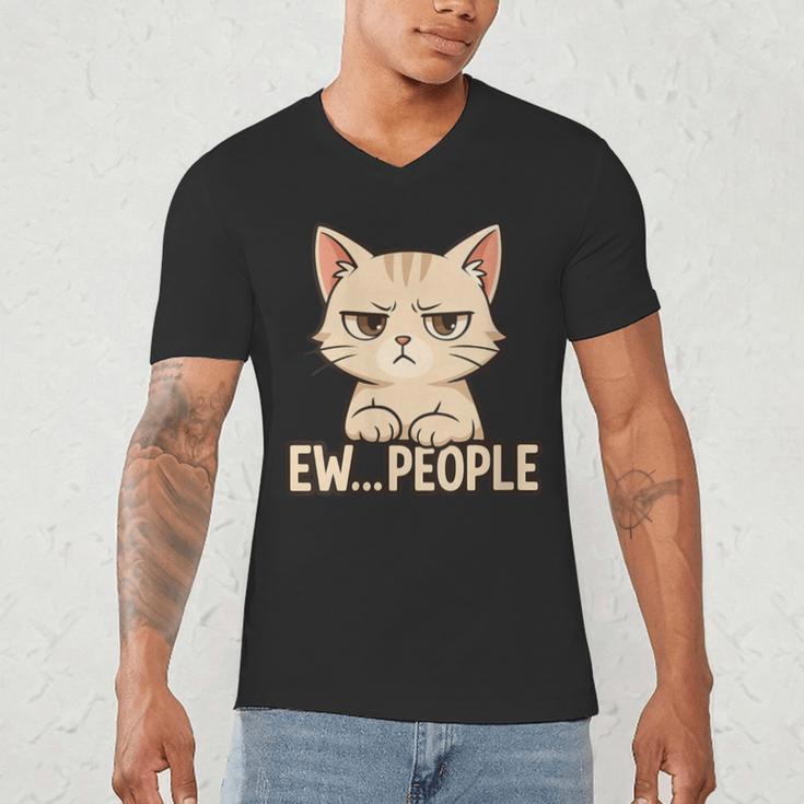 Introvert Anime Cat Ew People Men's V-Neck T-Shirt Introvert Anime Cat Ew People Men's V-Neck T-Shirt