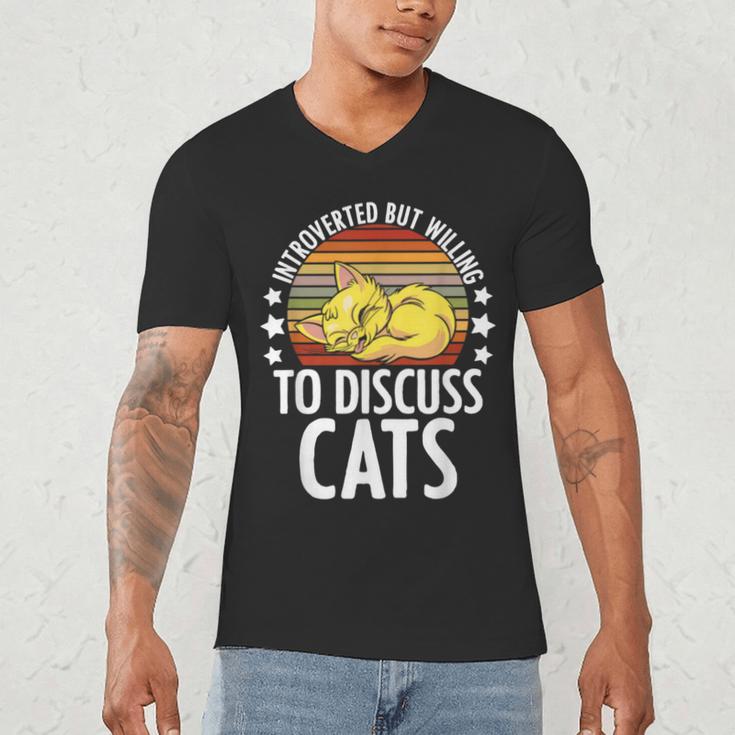 Introvert Cat Kitten Quote For Feline Whisperer Men's V-Neck T-Shirt Introvert Cat Kitten Quote For Feline Whisperer Men's V-Neck T-Shirt