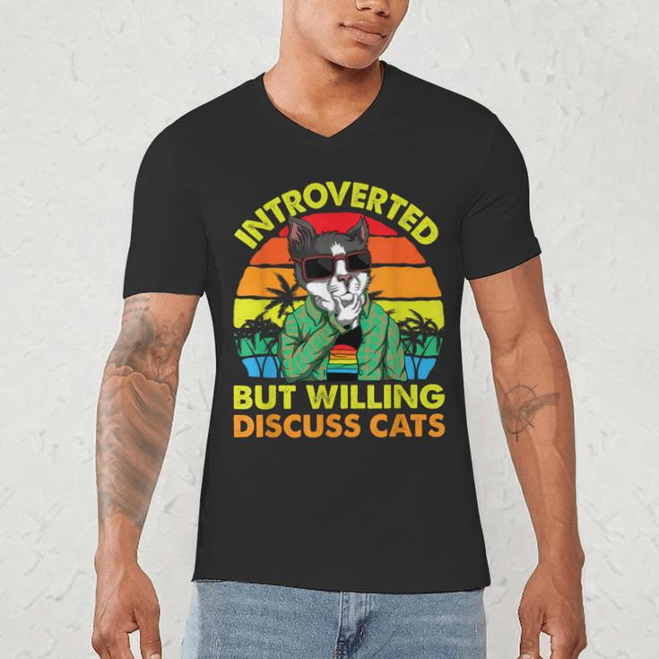 Introvert Cats Sarcasm Cat Lover Introverts Men's V-Neck T-Shirt Introvert Cats Sarcasm Cat Lover Introverts Men's V-Neck T-Shirt