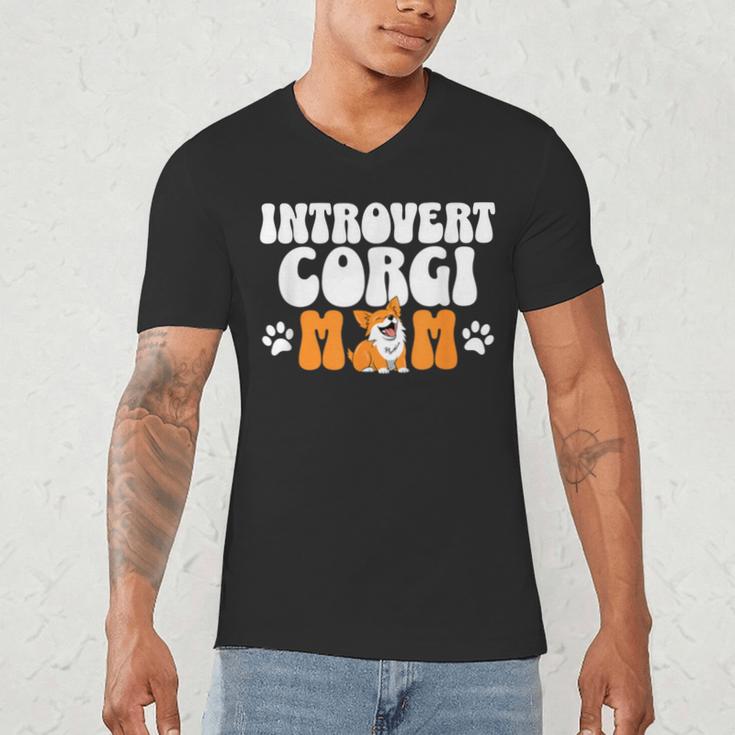 Introvert Corgi Mom Dog Pet Morca Works Dog For Men Women Men's V-Neck T-Shirt Introvert Corgi Mom Dog Pet Morca Works Dog For Men Women Men's V-Neck T-Shirt