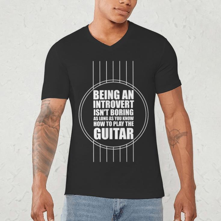 Introvert Guitarist Play Guitar Instrument Music Acoustic Men's V-Neck T-Shirt