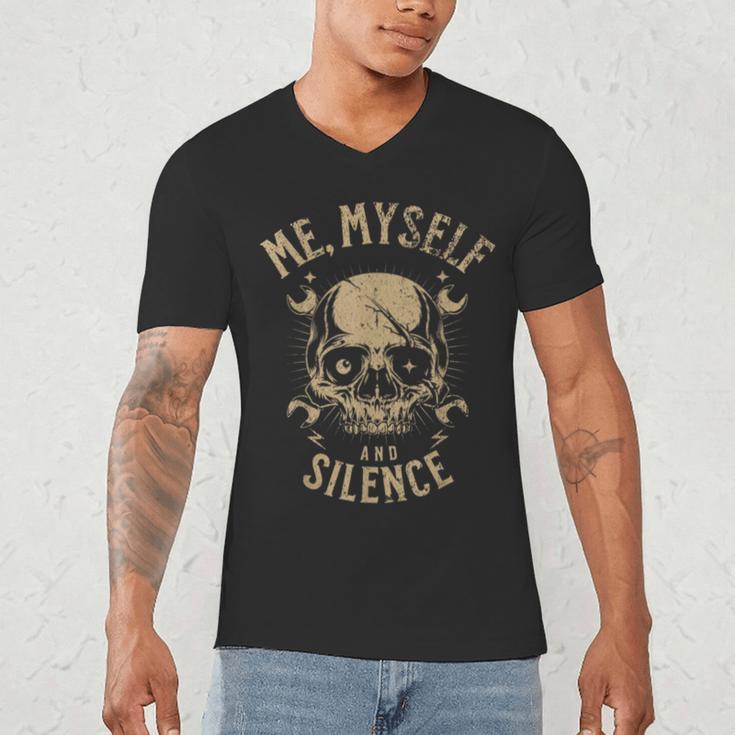 Introvert Relaxation Me Myself And Silence Skull Mechanic Men's V-Neck T-Shirt