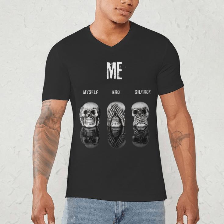 Introvert Relaxation Me Myself And Silence Skulls Men's V-Neck T-Shirt