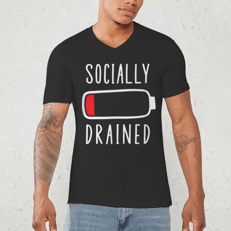 Introvert Socially Drained Battery Men's V-Neck T-Shirt