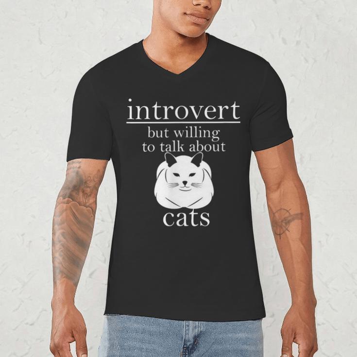 Introvert But Willing To Talk About Cats Men's V-Neck T-Shirt Introvert But Willing To Talk About Cats Men's V-Neck T-Shirt