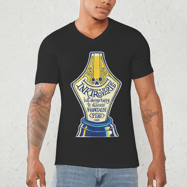 Introverted Fountain Pen Enthusiast Smiling Face Men's V-Neck T-Shirt Introverted Fountain Pen Enthusiast Smiling Face Men's V-Neck T-Shirt