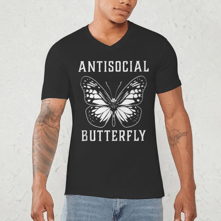 Introverted Introvert Antisocial Butterfly Men's V-Neck T-Shirt Introverted Introvert Antisocial Butterfly Men's V-Neck T-Shirt