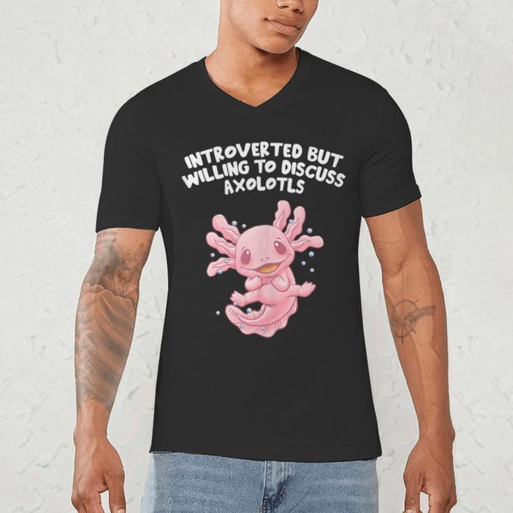 Introverted But Willing To Discuss Axolotl Salamander Men's V-Neck T-Shirt