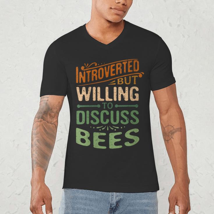 Introverted But Willing To Discuss Bees Animal Meme Men's V-Neck T-Shirt
