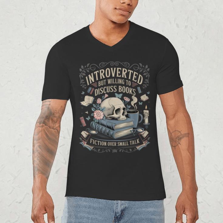 Introverted But Willing To Discuss Books Club Cozy Aesthetic Men's V-Neck T-Shirt