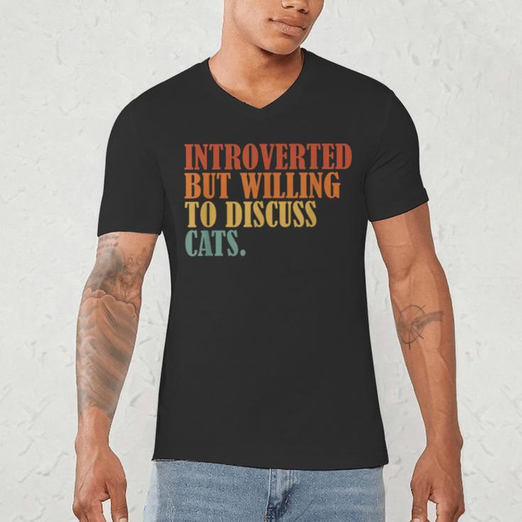 Introverted But Willing To Discuss Cats Introvert Men's V-Neck T-Shirt Introverted But Willing To Discuss Cats Introvert Men's V-Neck T-Shirt