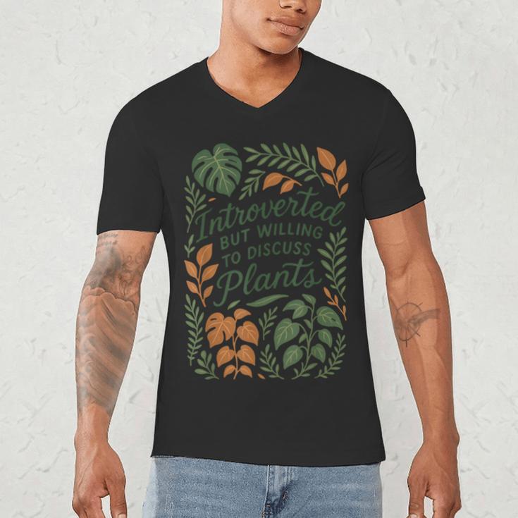 Introverted But Willing To Discuss Plants Botanical Men's V-Neck T-Shirt Introverted But Willing To Discuss Plants Botanical Men's V-Neck T-Shirt