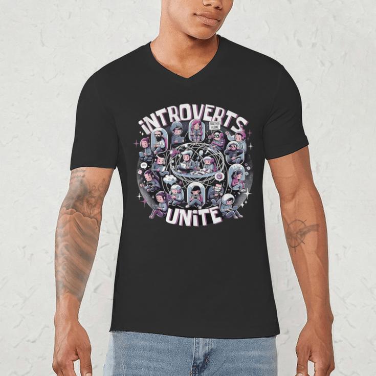 Introverts Unite Quirky Solitude Men's V-Neck T-Shirt Introverts Unite Quirky Solitude Men's V-Neck T-Shirt