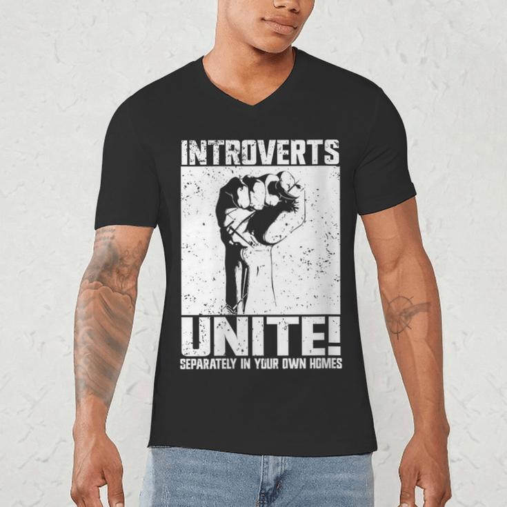 Introverts Unite Separately In Your Own Homes Introvert Men's V-Neck T-Shirt