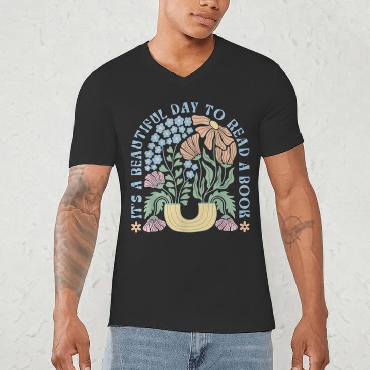 It's A Beautiful Day To Read A Book Librarian Book Lover Men's V-Neck T-Shirt