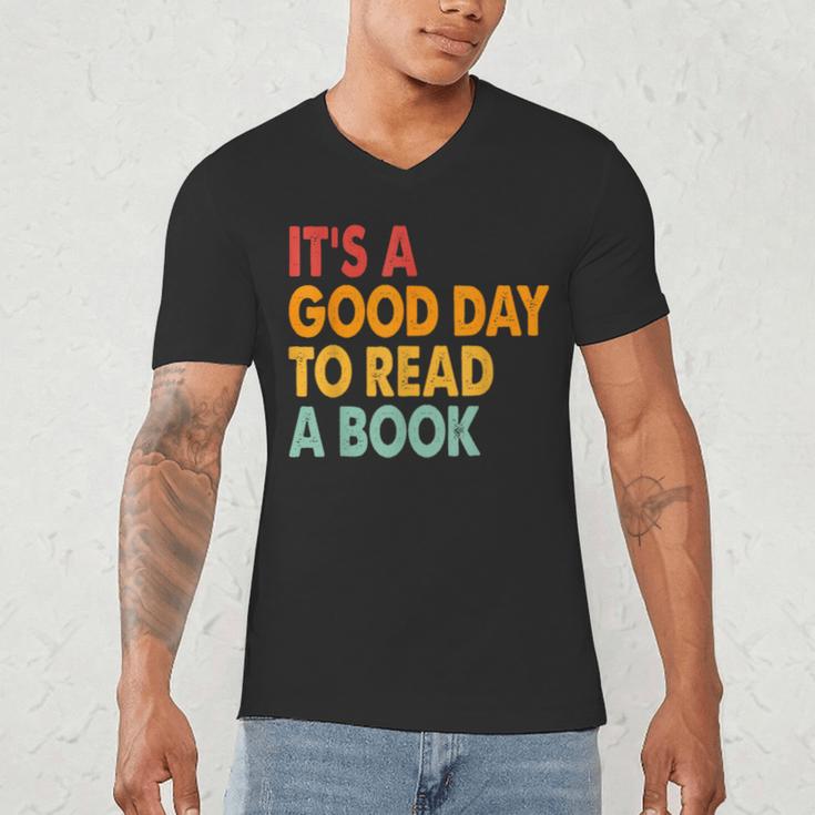It's A Good Day To Read A Book Retro Vintage Teacher Men's V-Neck T-Shirt