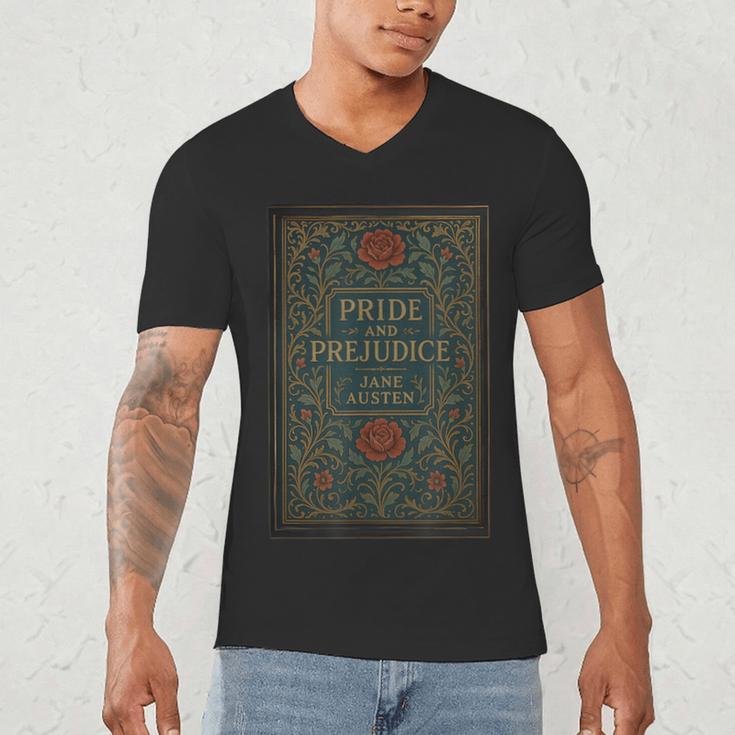 Jane Austen Pride And Prejudice Cover Mr Darcy Book Lovers Men's V-Neck T-Shirt