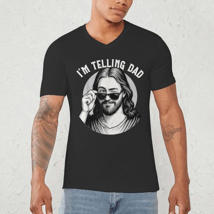 Jesus I'm Telling Dad Jesus Meme Christian & Jesus Men's V-Neck T-Shirt