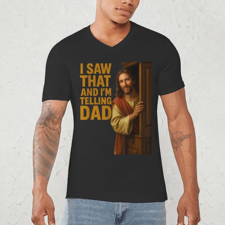 Jesus I Saw That I'm Telling Dad Religious Men's V-Neck T-Shirt