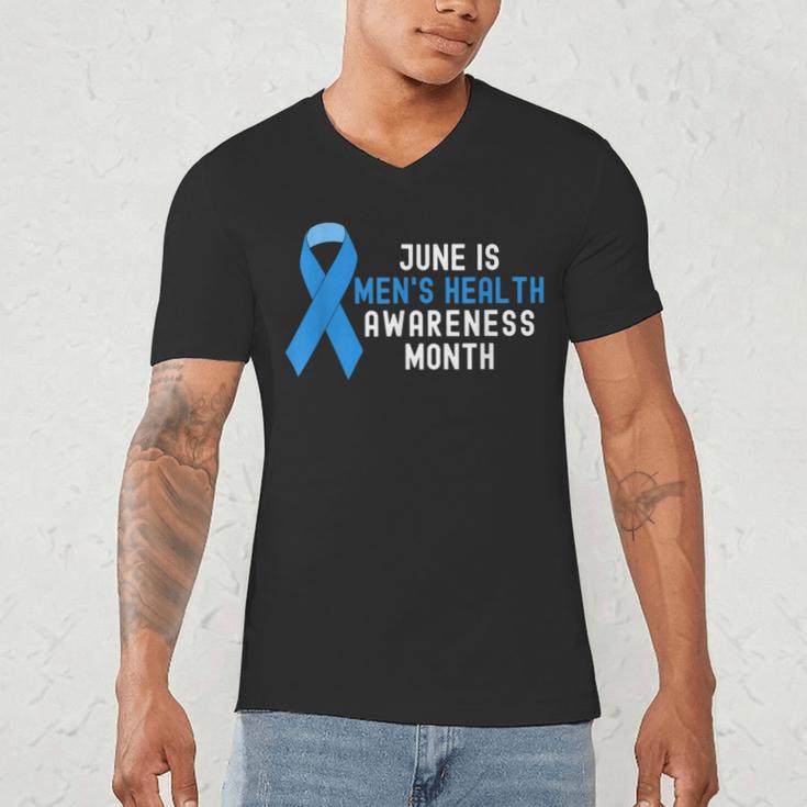 June Is Men’s Health Awareness Month Ribbon For Dad Grandpa Men's V-Neck T-Shirt