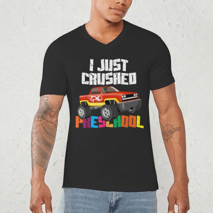 I Just Crushed Preschool Monster Truck Graduation Men's V-Neck T-Shirt