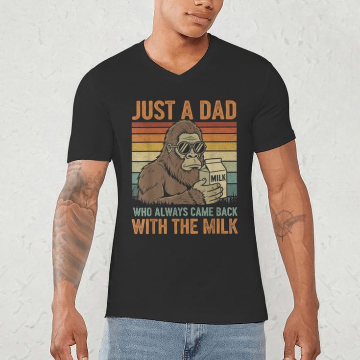 Just A Dad Who Always Came Back With The Milk Daddy Men's V-Neck T-Shirt
