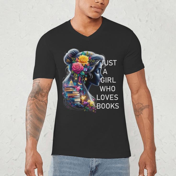 Just a Girl Who Loves Books Men's V-Neck T-Shirt Just a Girl Who Loves Books Men's V-Neck T-Shirt
