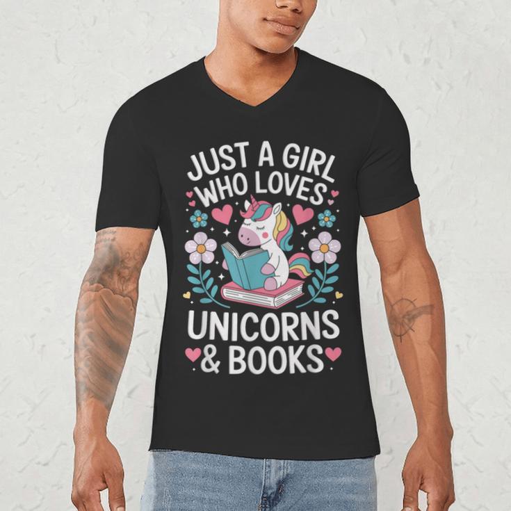 Just a Girl Who Loves Unicorns And Books Men's V-Neck T-Shirt Just a Girl Who Loves Unicorns And Books Men's V-Neck T-Shirt
