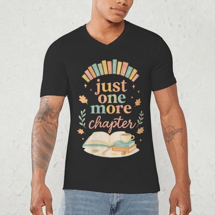 Just One More Chapter Cozy Book Lover Reading & Coffee Men's V-Neck T-Shirt