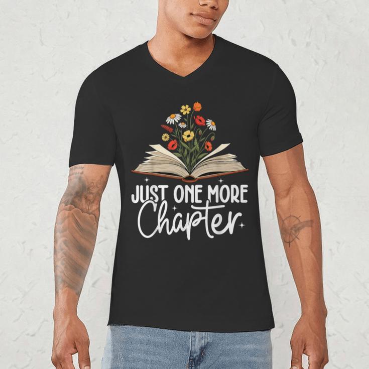 Just One More Chapter Floral Book Reading Girl Bookworm Men's V-Neck T-Shirt