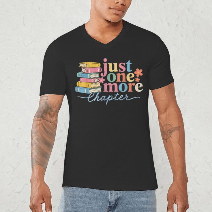 Just One More Chapter Floral Book Reading Teacher Bookworm Men's V-Neck T-Shirt