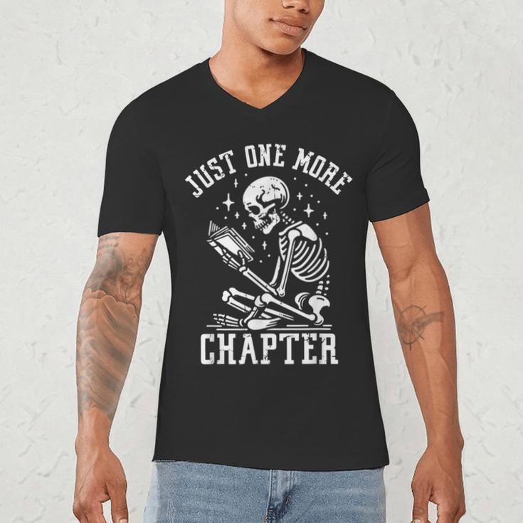 Just One More Chapter Skeleton Reading Book Men's V-Neck T-Shirt