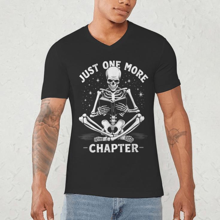 Just One More Chapter Skeleton Reading Bookworm Men's V-Neck T-Shirt