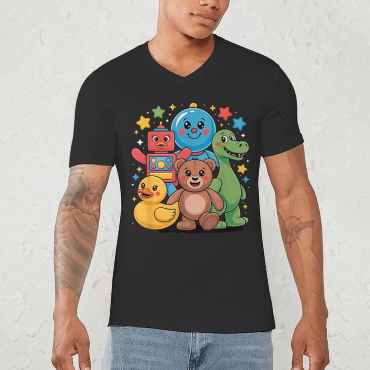 Kidcore Aesthetic Retro Vibes Colorful Cartoon Nostalgia Men's V-Neck T-Shirt