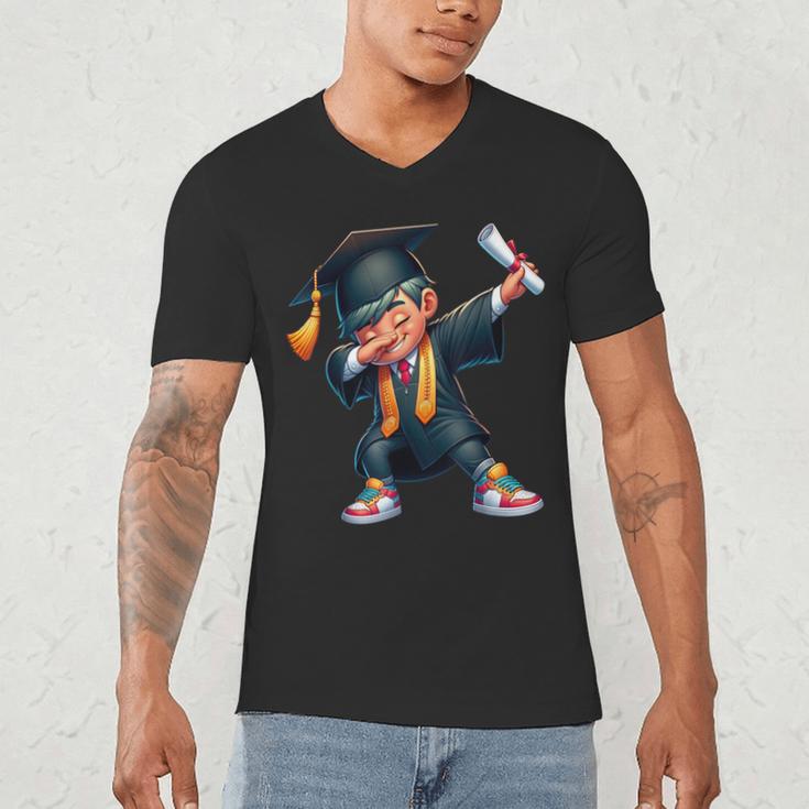 Kids Boys Grad Dabbing Graduation Class Of 2025 Men's V-Neck T-Shirt