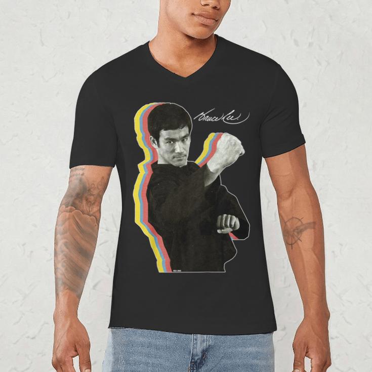 Kids Bruce Lee Photo From Fighting Method Book Kids Men's V-Neck T-Shirt Kids Bruce Lee Photo From Fighting Method Book Kids Men's V-Neck T-Shirt