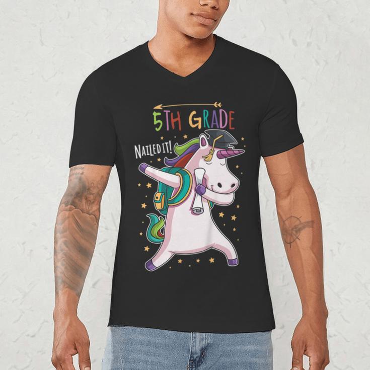 Kids Dabbing Unicorn Graduation 5th Grade Class Of 2019 Men's V-Neck T-Shirt