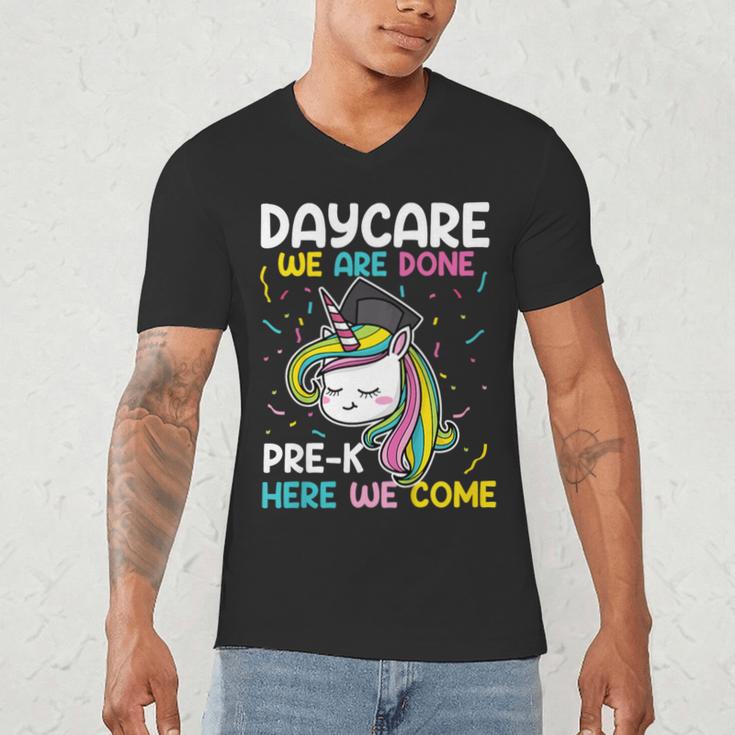 Kids Daycare Graduation Unicorn Last Day Of School Kids Men's V-Neck T-Shirt