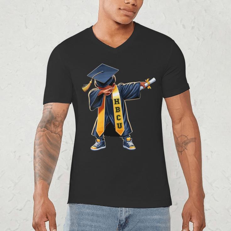 Kids HBCU Boys Grad Dabbing Graduation Men's V-Neck T-Shirt