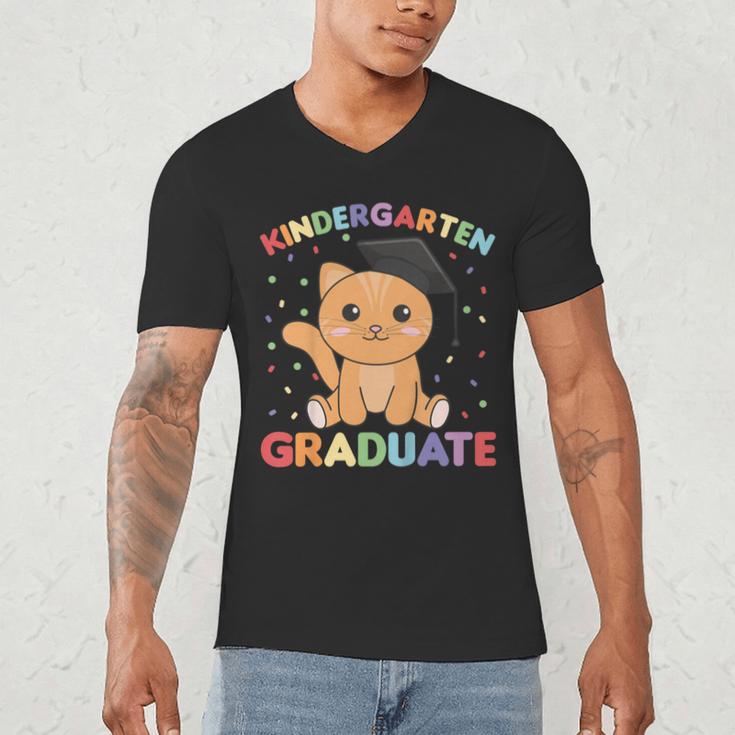 Kids Kindergarten Graduate Cat Graduation Men's V-Neck T-Shirt