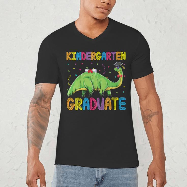 Kids Kindergarten Graduate Dinosaur Kindergarten Graduation Men's V-Neck T-Shirt